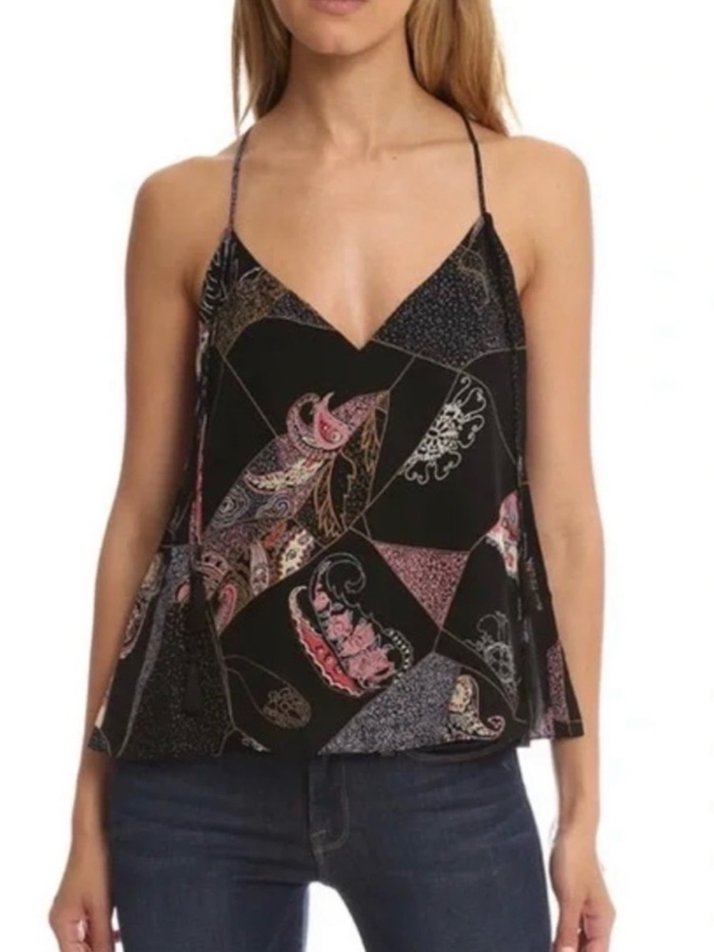 Elizabeth and James Luella Patchwork Silk Tank Top.